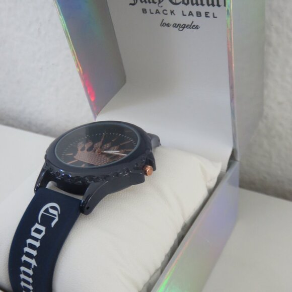 (140) Juicy Couture Black Label Los Angeles Womens Navy Blue Watch
